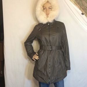 Women's Belted Overcoat with Lined Hood, Sz S